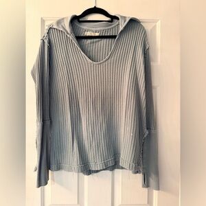 We The Free Light Gray Waffle Knit Top